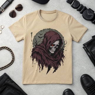 Dark Grim Reaper Skull Graphic T-Shirt