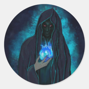Dark Grim Reaper Specter holding his crystal ball Classic Round Sticker