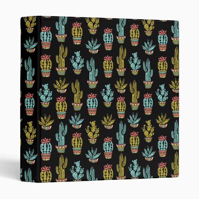 Dark Grunge Cactus Pattern Binder (Front/Spine)