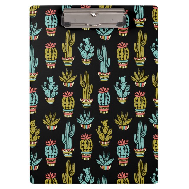 Dark Grunge Cactus Pattern Clipboard (Front)
