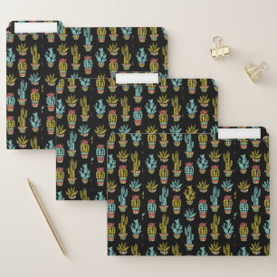 Dark Grunge Cactus Pattern File Folder