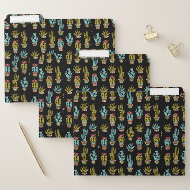 Dark Grunge Cactus Pattern File Folder (Set)