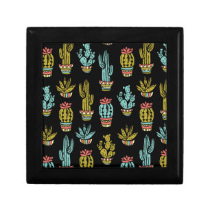 Dark Grunge Cactus Pattern Jewelry Box