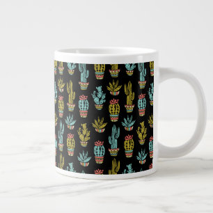 Dark Grunge Cactus Pattern Large Coffee Mug