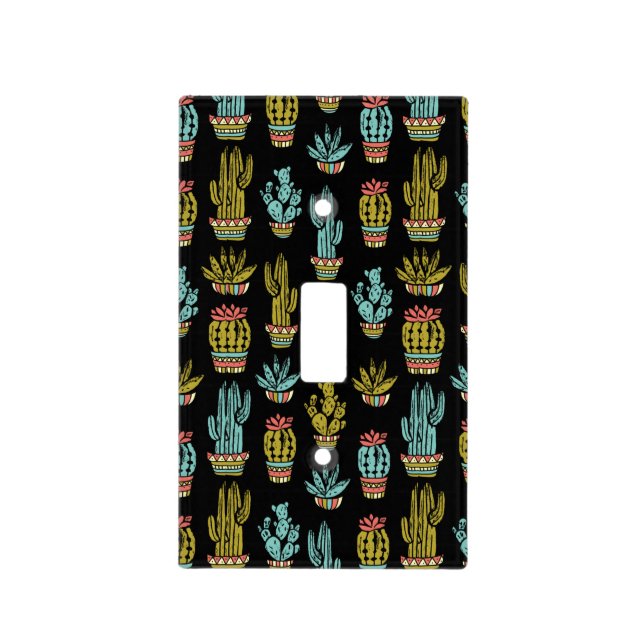 Dark Grunge Cactus Pattern Light Switch Cover (Front)