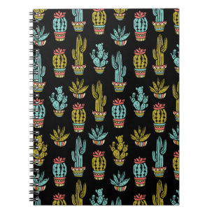 Dark Grunge Cactus Pattern Notebook