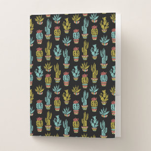 Dark Grunge Cactus Pattern Pocket Folder