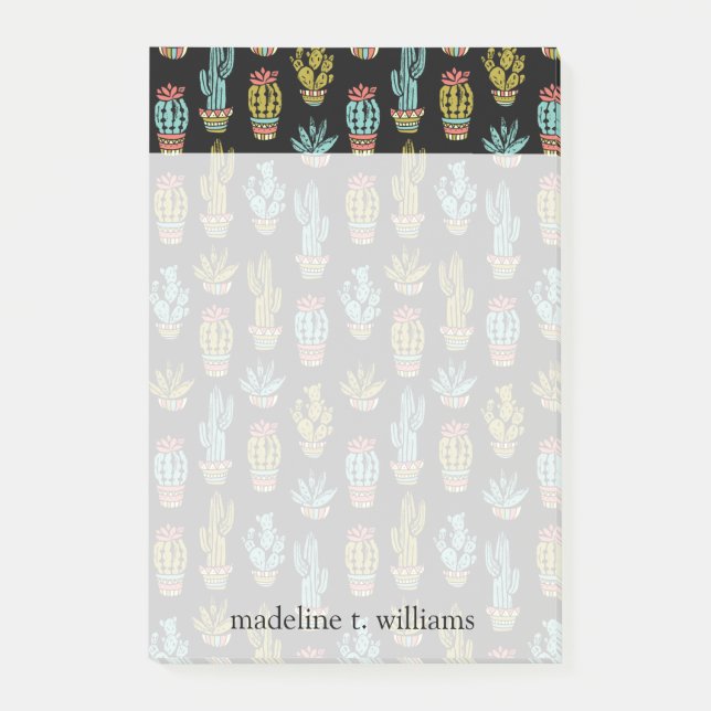 Dark Grunge Cactus Pattern Post-it Notes (Front)