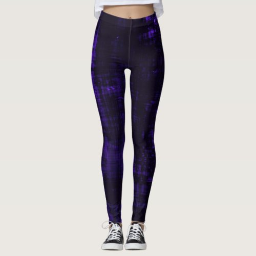 Dark Grunge Crosshatch Texture _ Indigo Leggings