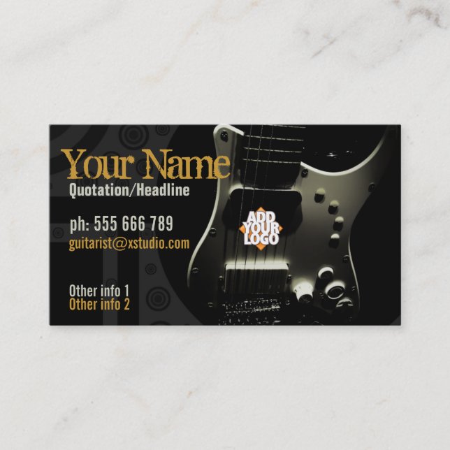 Dark Grunge Guitar w/ Logo Business card (Front)