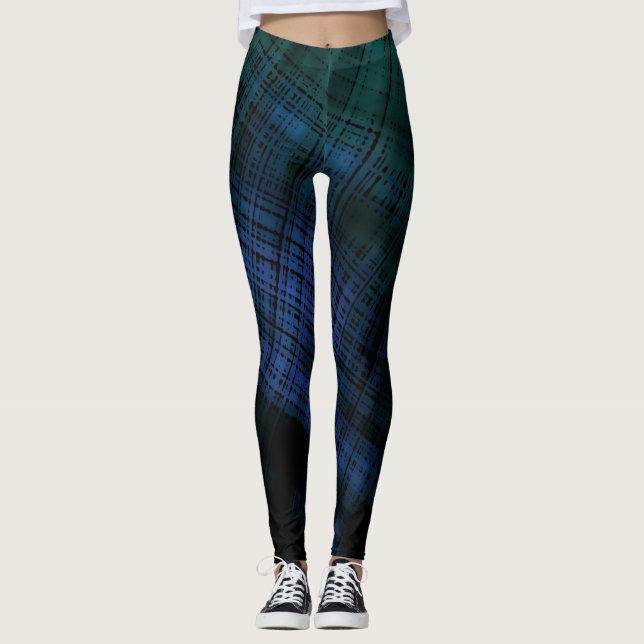 Dark Grunge Plaid Leggings (Front)