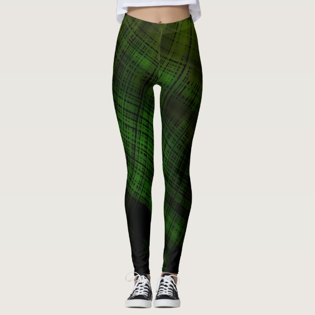 Dark Grunge Plaid Leggings (Front)