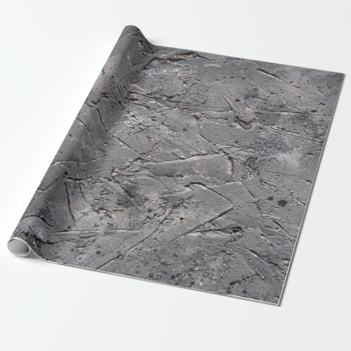 Dark grunge textured background Cracked stone wal Wrapping Paper