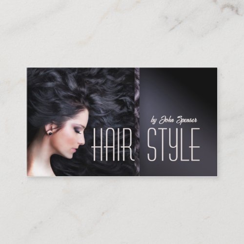 Dark Hair Woman Haircut Stylist Card