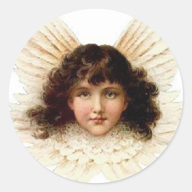 Dark Haired Angel Classic Round Sticker | Zazzle