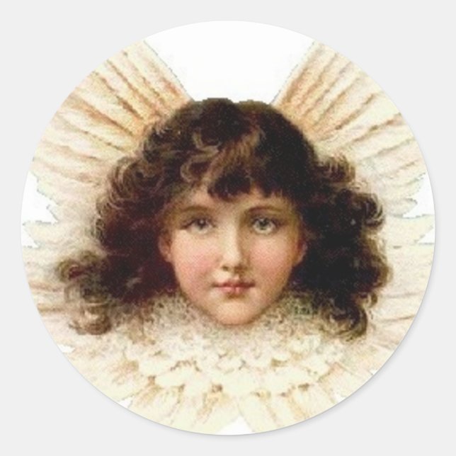 Dark Haired Angel Classic Round Sticker (Front)