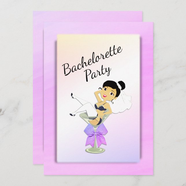 Dark Haired Bachelorette Party Invitation (Front/Back)