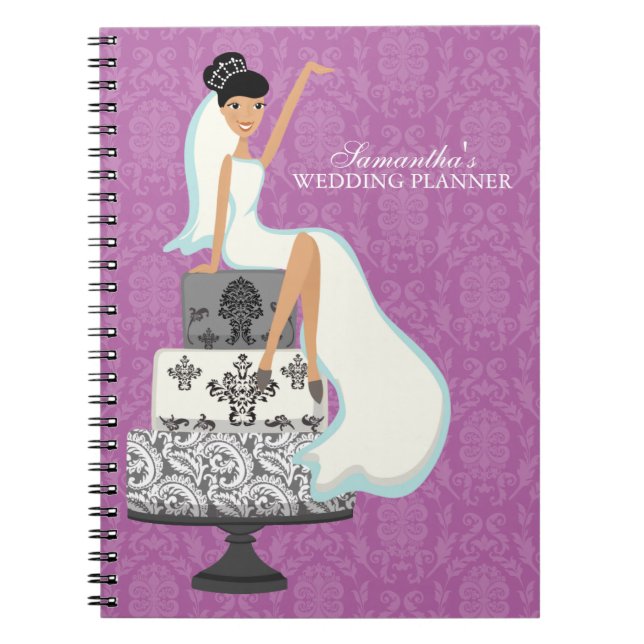 Dark Haired Bride on Wedding Cake {orchid} Notebook (Front)