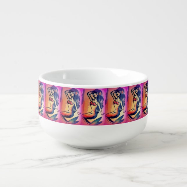 dark-haired mermaid beauties soup mug (Front)