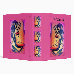 dark-haired mermaid beauty 3 ring binder