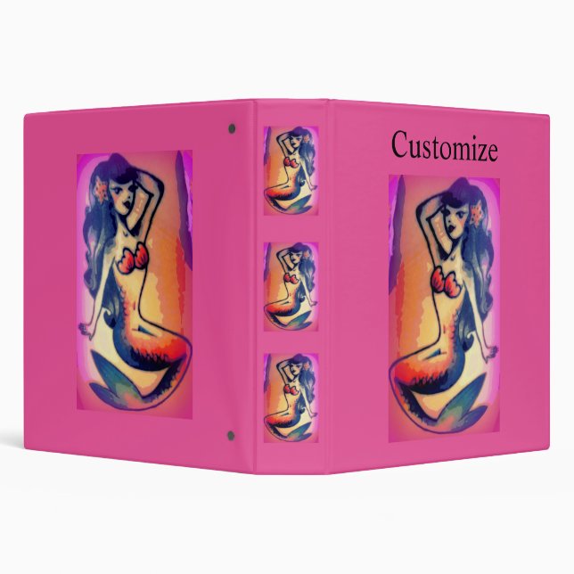 dark-haired mermaid beauty 3 ring binder (Background)