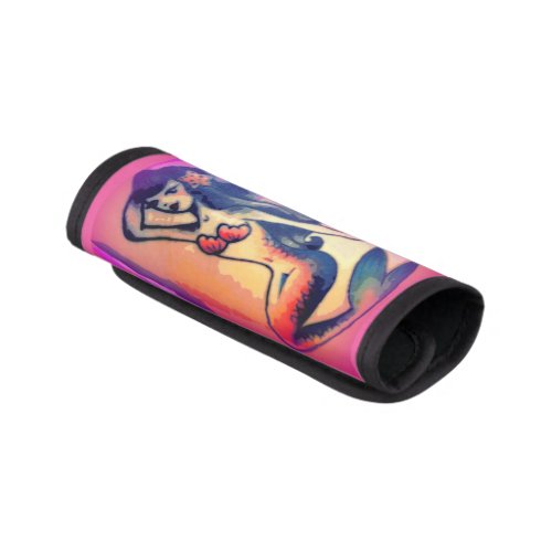 dark_haired mermaid beauty pink luggage handle wrap