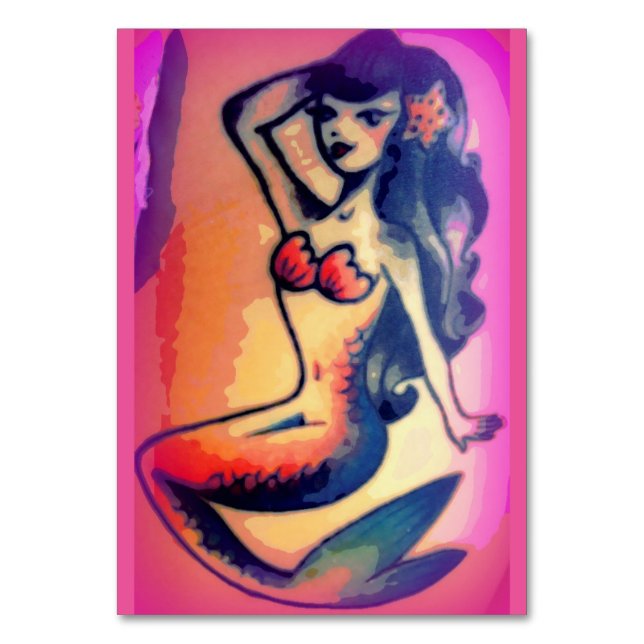 dark-haired mermaid beauty table number (Front)