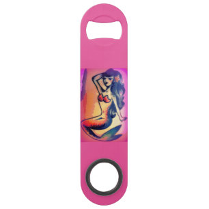 dark-haired mermaid pink speed bottle opener