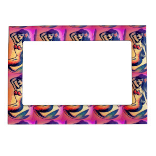 dark-haired mermaids pink magnetic picture frame