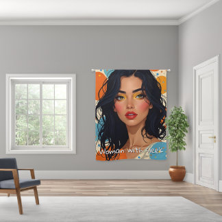 Dark-Haired Woman with Golden Glow Blackout Curtains