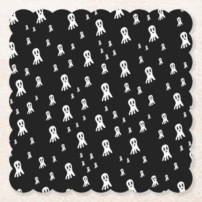 Dark Halloween Ghosts  Paper Coaster (Front)