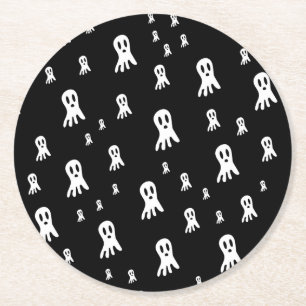 Dark Halloween Ghosts Round Paper Coaster