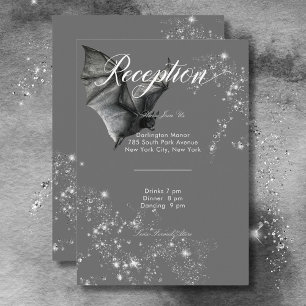 Dark Halloween Glam Bat & Diamonds Reception Enclosure Card