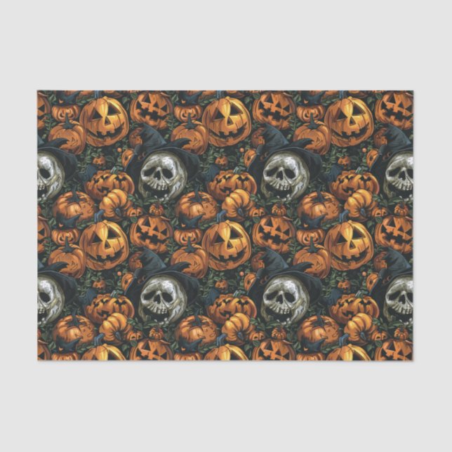 Dark Halloween Pumpkin  Tissue Paper (Front)