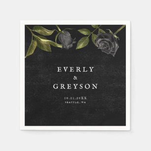 Dark Halloween Rose Wedding Napkins