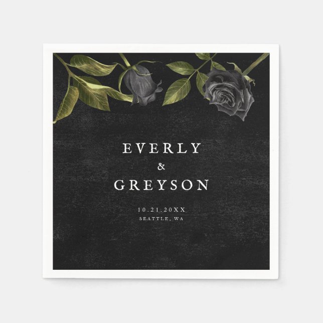 Dark Halloween Rose Wedding Napkins (Front)