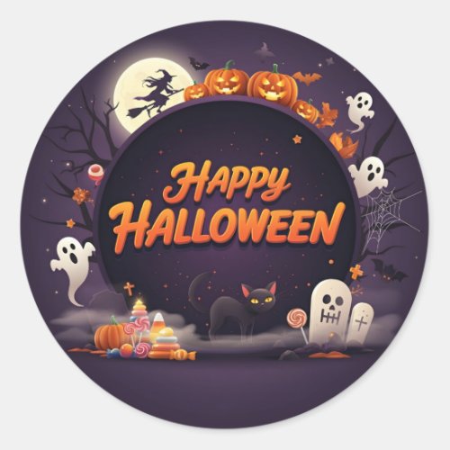 Dark Happy Halloween  Classic Round Sticker