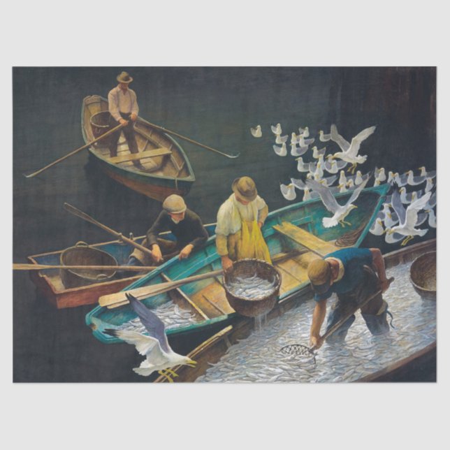 Dark Harbor Fishermen by Newell Convers Wyeth Tissue Paper (Front)