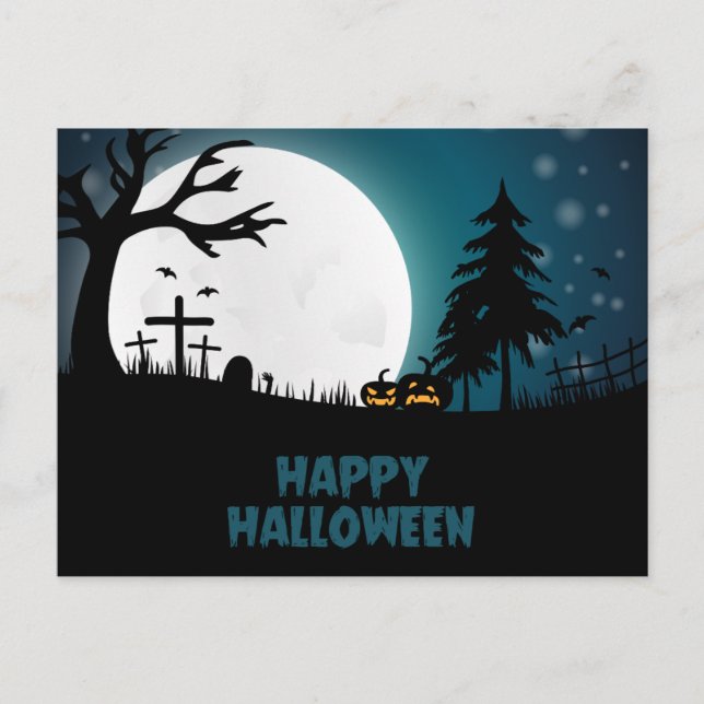 Dark Haunted House Halloween Party Invitation Postcard (Front)