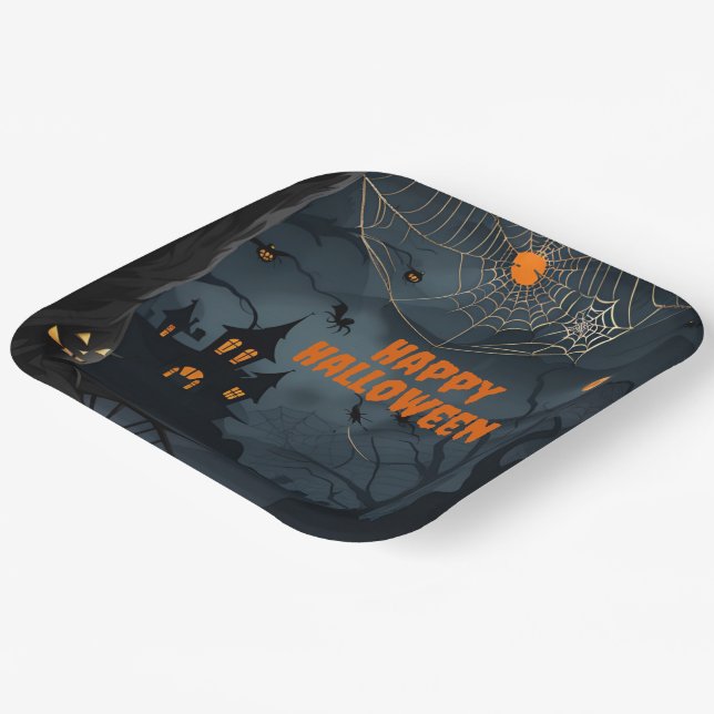 Dark Haunted Night Paper Plates (Angled)