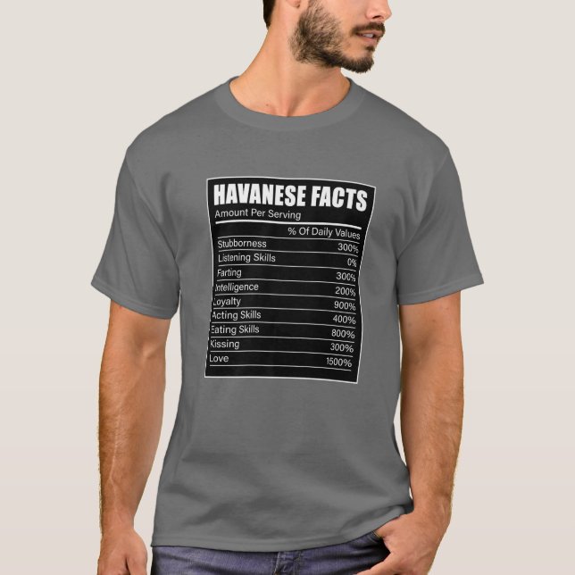 Dark Havanese Facts Dog Havanese Lover Havanese T-Shirt (Front)