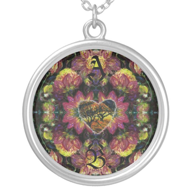 Dark Heart Floral Pendant (Front)