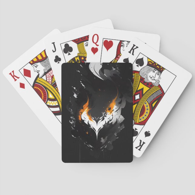 Dark heart on fire poker cards (Back)