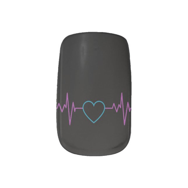 Dark heartbeat ekg manicure minx nail art (Left Thumb)