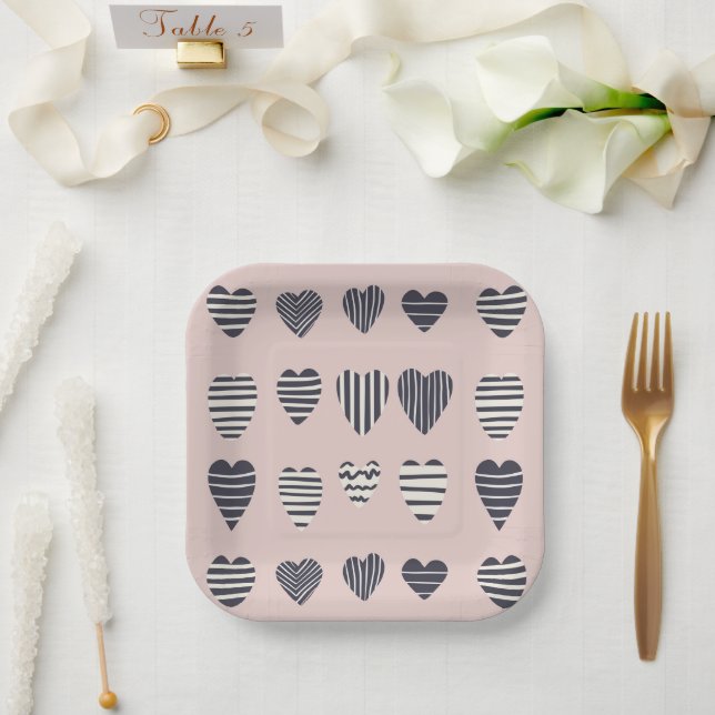 Dark Hearts Paper Plates (Wedding)