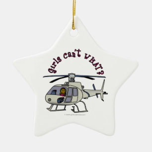 Dark Helicopter Pilot Girl Ceramic Ornament