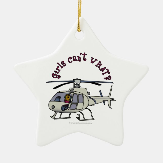 Dark Helicopter Pilot Girl Ceramic Ornament (Front)