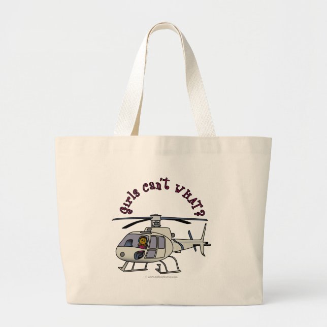 Dark Helicopter Pilot Large Tote Bag (Front)