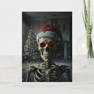 Dark Holiday Skeleton Santa Haunted Christmas Card