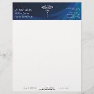 Dark Holographic 3D Medical Caduceus Chrome Letterhead